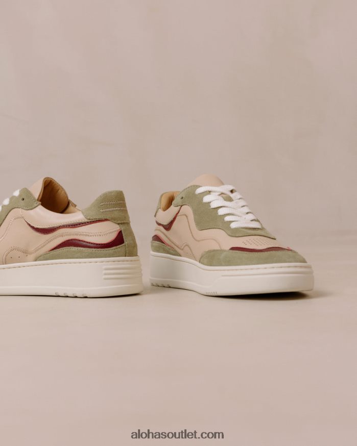 mulheres tb.87 - tênis de couro bege e verde Alohas 4P88ZX69 maranta