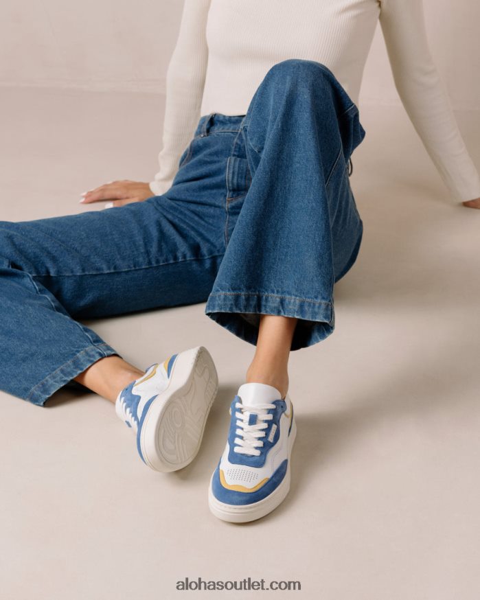 mulheres tb.87 - tênis de couro branco e azul Alohas 4P88ZX72 cavaleiro