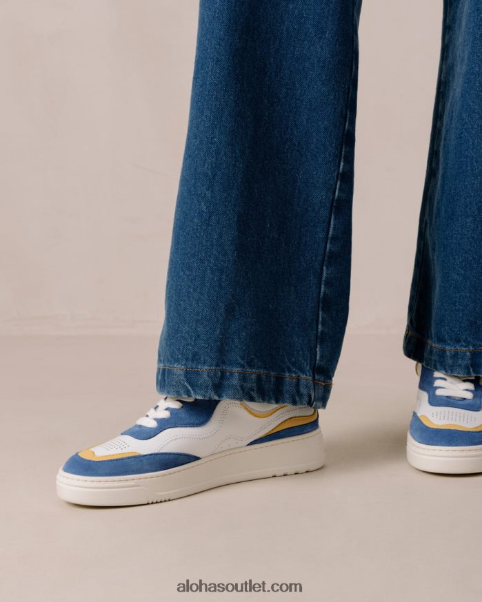 mulheres tb.87 - tênis de couro branco e azul Alohas 4P88ZX72 cavaleiro