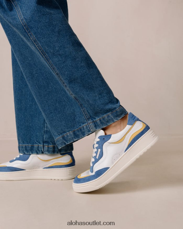 mulheres tb.87 - tênis de couro branco e azul Alohas 4P88ZX72 cavaleiro