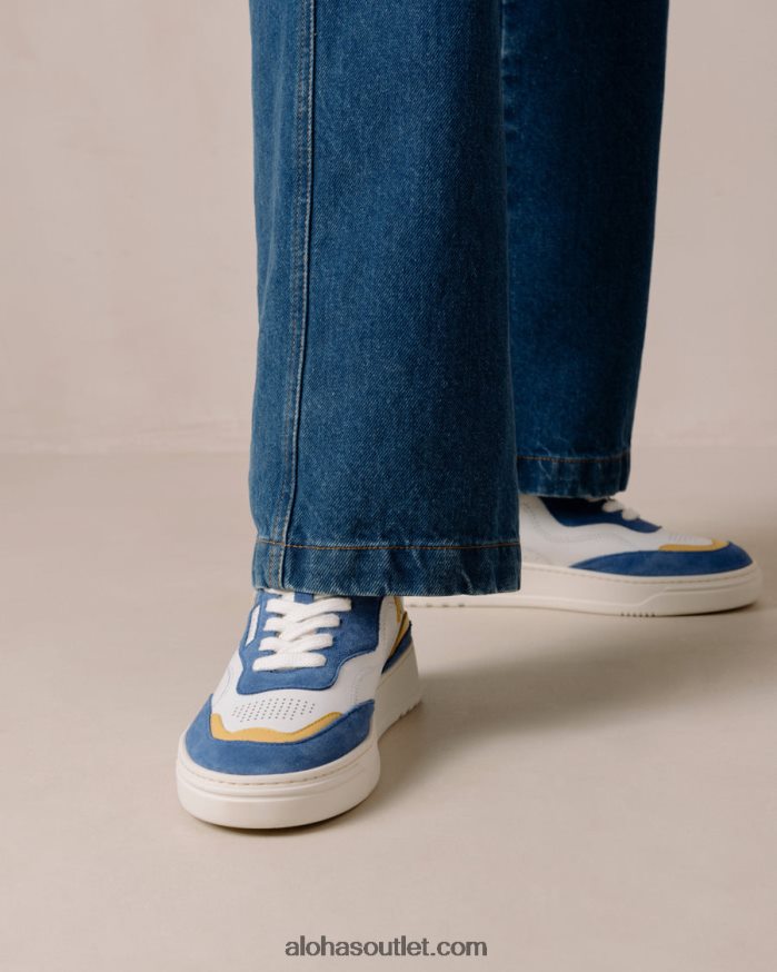 mulheres tb.87 - tênis de couro branco e azul Alohas 4P88ZX72 cavaleiro