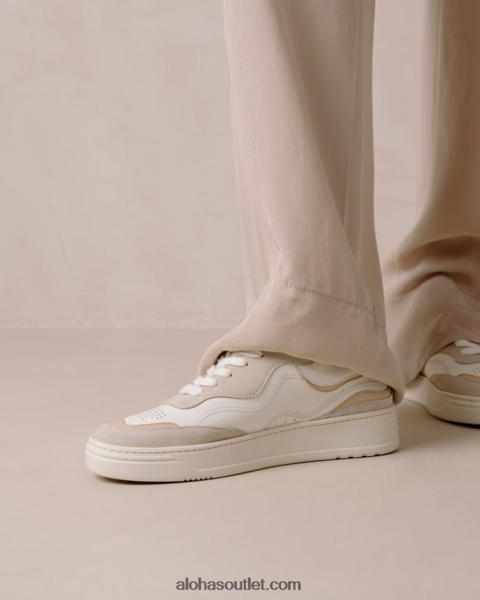 mulheres tb.87 - tênis de couro branco e bege Alohas 4P88ZX63 pedreira