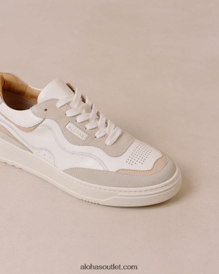 mulheres tb.87 - tênis de couro branco e bege Alohas 4P88ZX63 pedreira