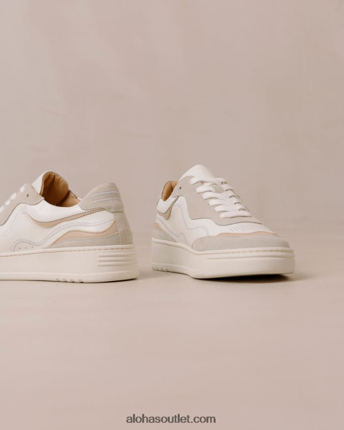 mulheres tb.87 - tênis de couro branco e bege Alohas 4P88ZX63 pedreira