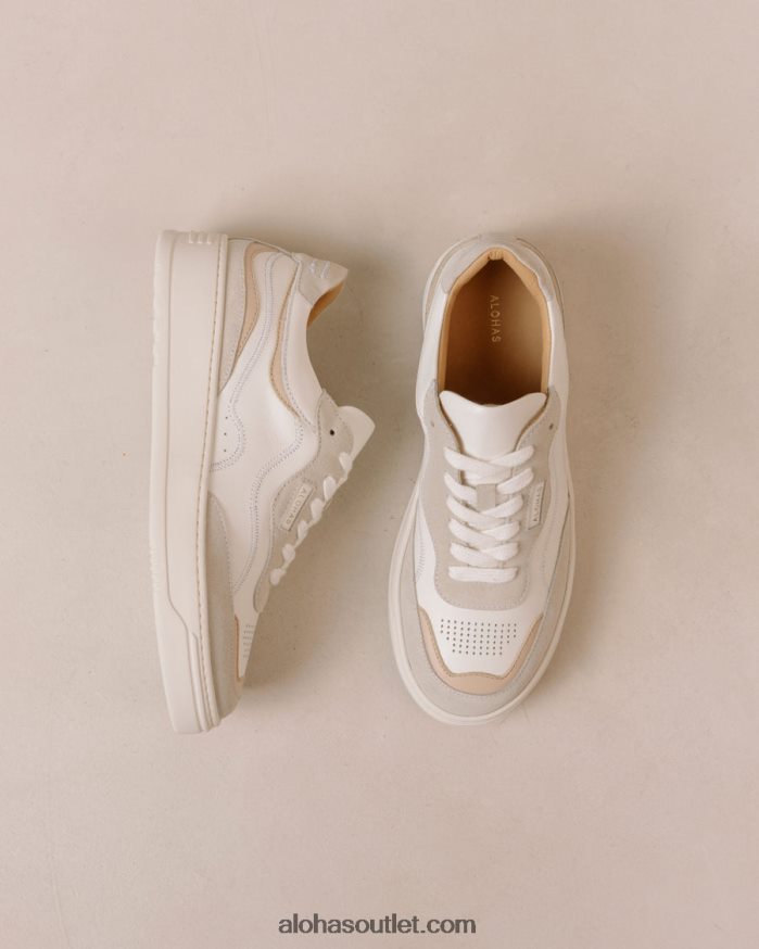 mulheres tb.87 - tênis de couro branco e bege Alohas 4P88ZX63 pedreira