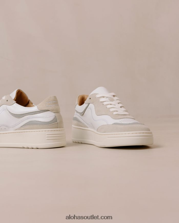 mulheres tb.87 - tênis de couro branco e cinza Alohas 4P88ZX68 névoa