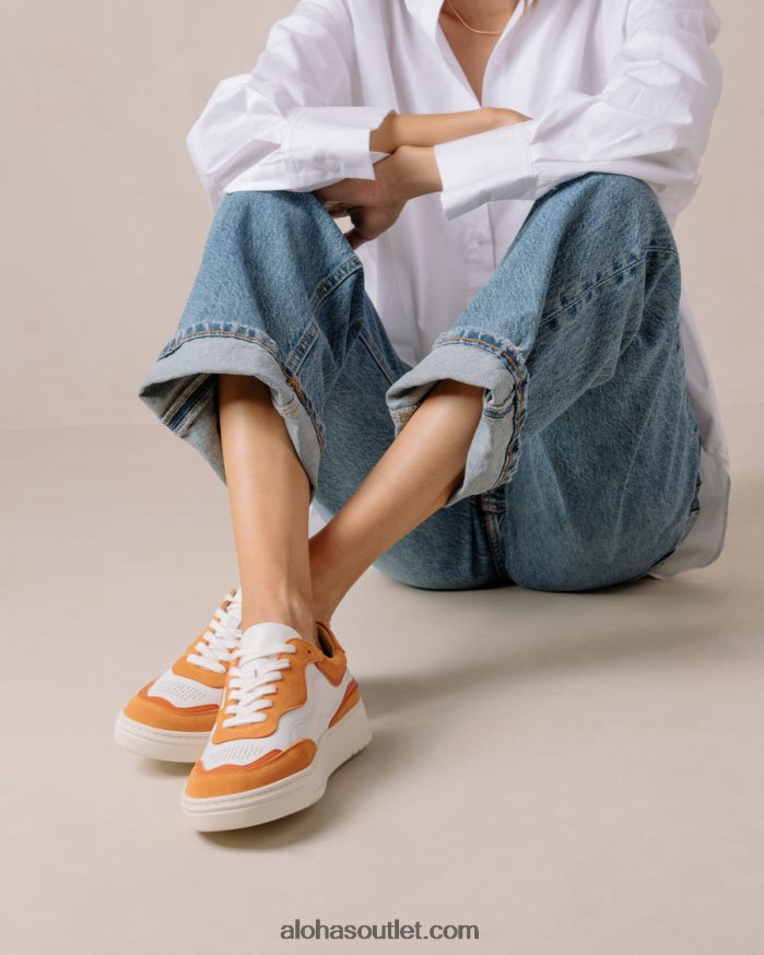 mulheres tb.87 - tênis de couro branco e laranja Alohas 4P88ZX73 laranja pomelo branco brilhante