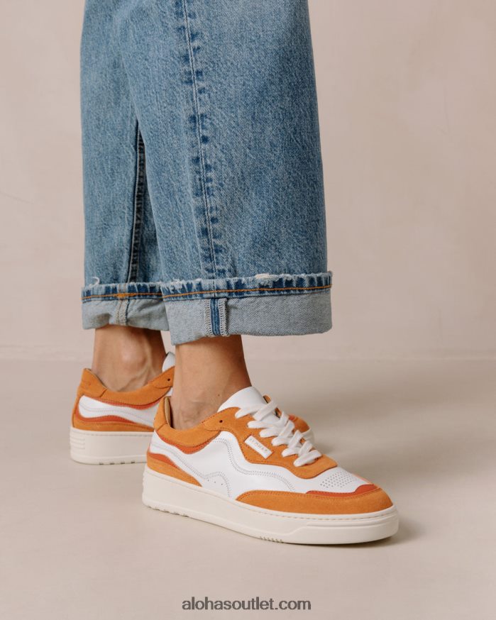 mulheres tb.87 - tênis de couro branco e laranja Alohas 4P88ZX73 laranja pomelo branco brilhante