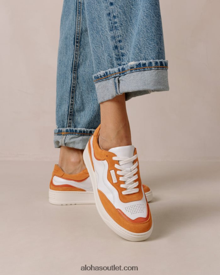 mulheres tb.87 - tênis de couro branco e laranja Alohas 4P88ZX73 laranja pomelo branco brilhante