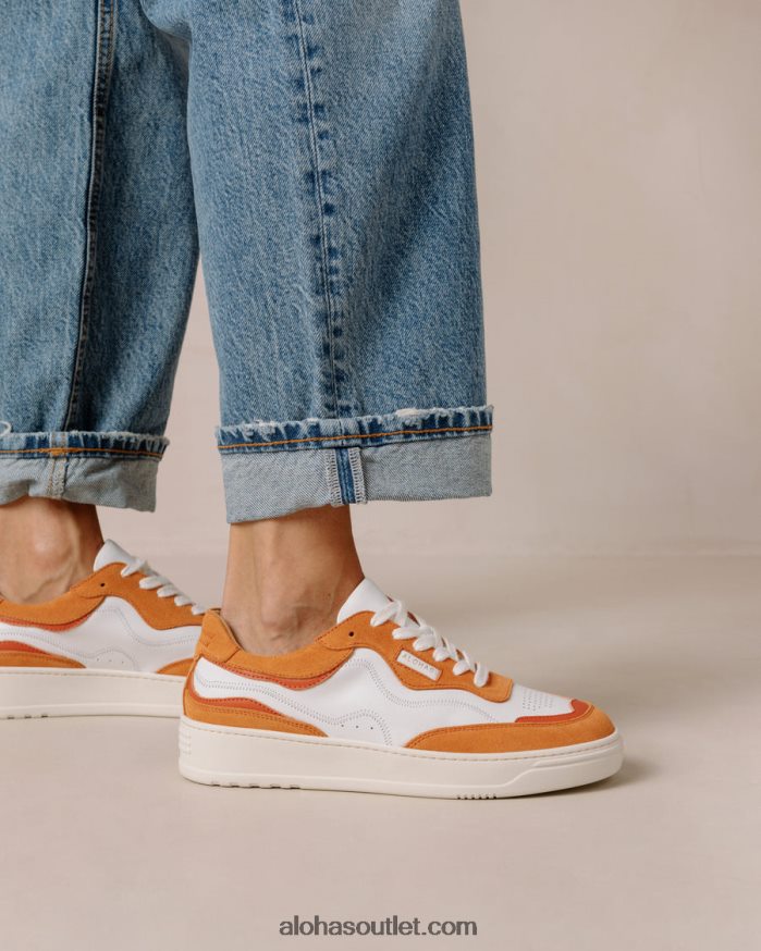 mulheres tb.87 - tênis de couro branco e laranja Alohas 4P88ZX73 laranja pomelo branco brilhante