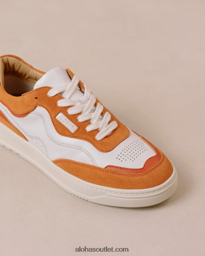 mulheres tb.87 - tênis de couro branco e laranja Alohas 4P88ZX73 laranja pomelo branco brilhante