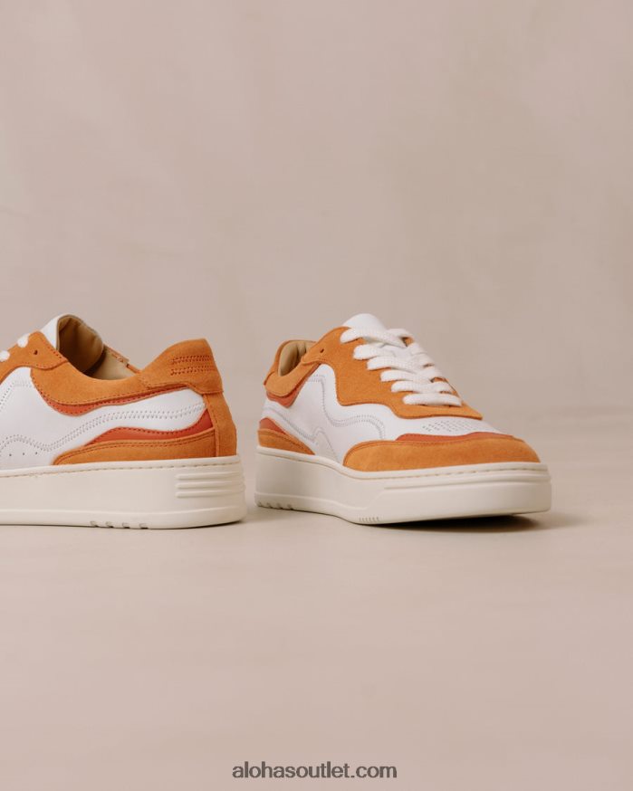 mulheres tb.87 - tênis de couro branco e laranja Alohas 4P88ZX73 laranja pomelo branco brilhante