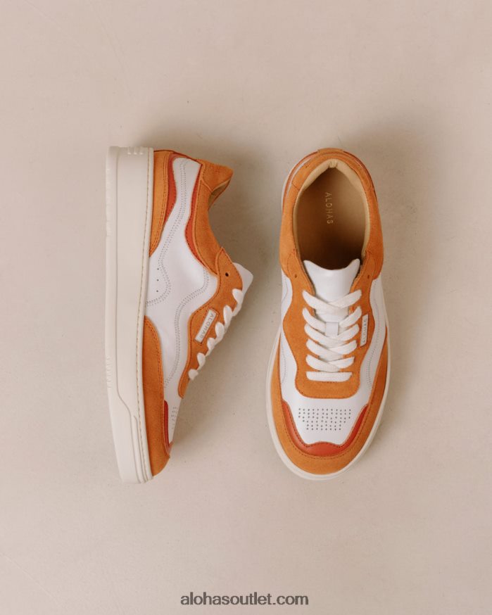 mulheres tb.87 - tênis de couro branco e laranja Alohas 4P88ZX73 laranja pomelo branco brilhante