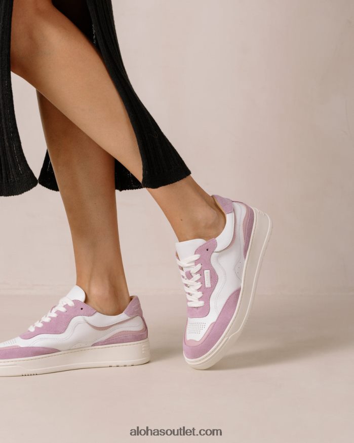 mulheres tb.87 - tênis de couro branco e roxo Alohas 4P88ZX71 lilás branco brilhante