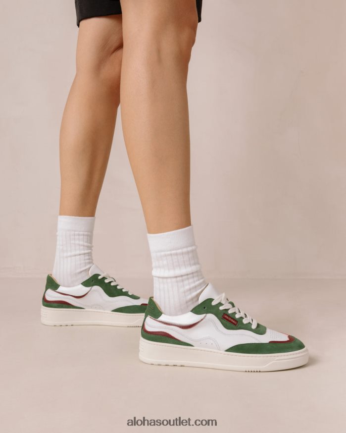 mulheres tb.87 - tênis de couro branco e verde Alohas 4P88ZX70 lago