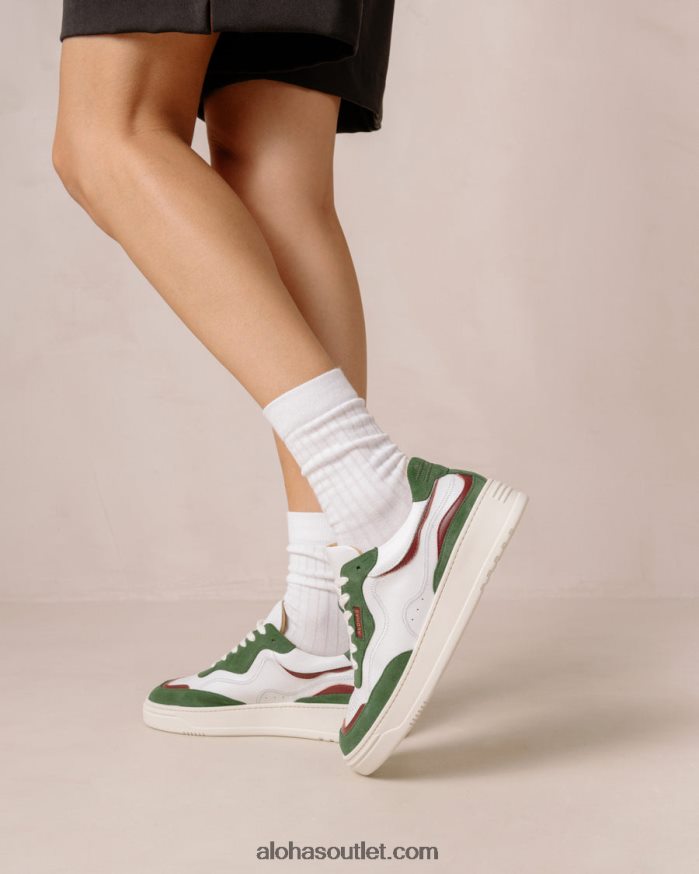 mulheres tb.87 - tênis de couro branco e verde Alohas 4P88ZX70 lago