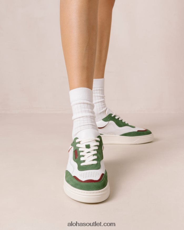 mulheres tb.87 - tênis de couro branco e verde Alohas 4P88ZX70 lago