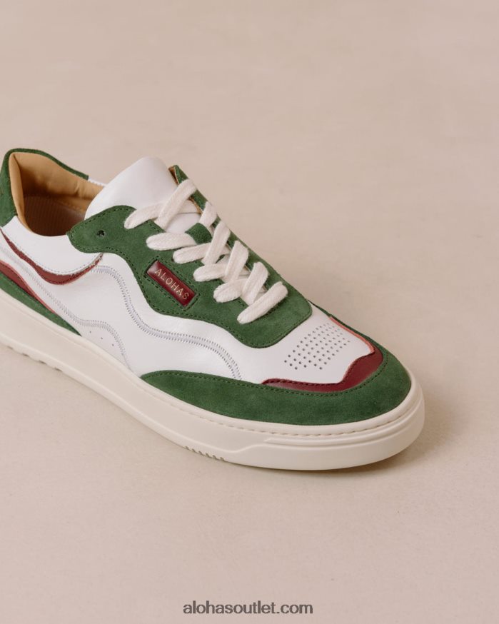 mulheres tb.87 - tênis de couro branco e verde Alohas 4P88ZX70 lago