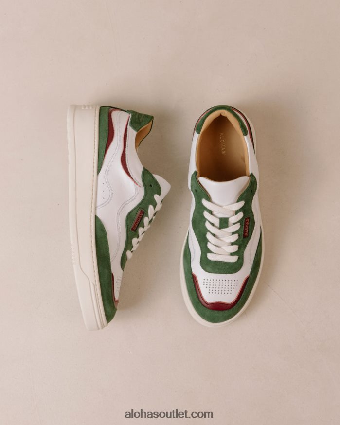 mulheres tb.87 - tênis de couro branco e verde Alohas 4P88ZX70 lago